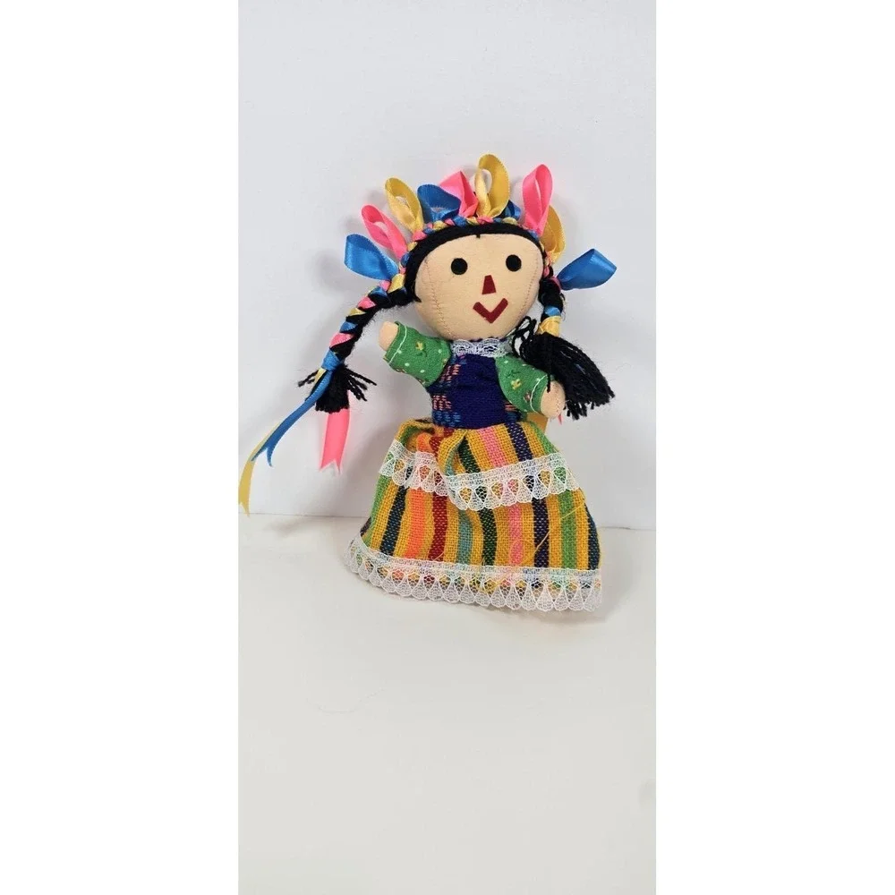 Muñeca Lele Mexican Handmade Doll Traditional Folk Art Braided Ribbon‎ Hair